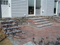 Patio With Sitting Walls & Stone Veneer